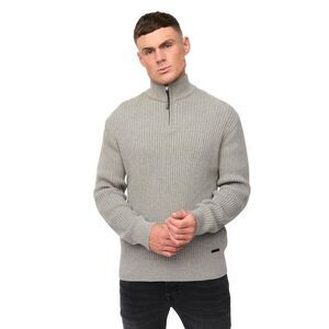 Crosshatch Mens Havaline Knitted Quarter Zip Pullover / Grey Marl